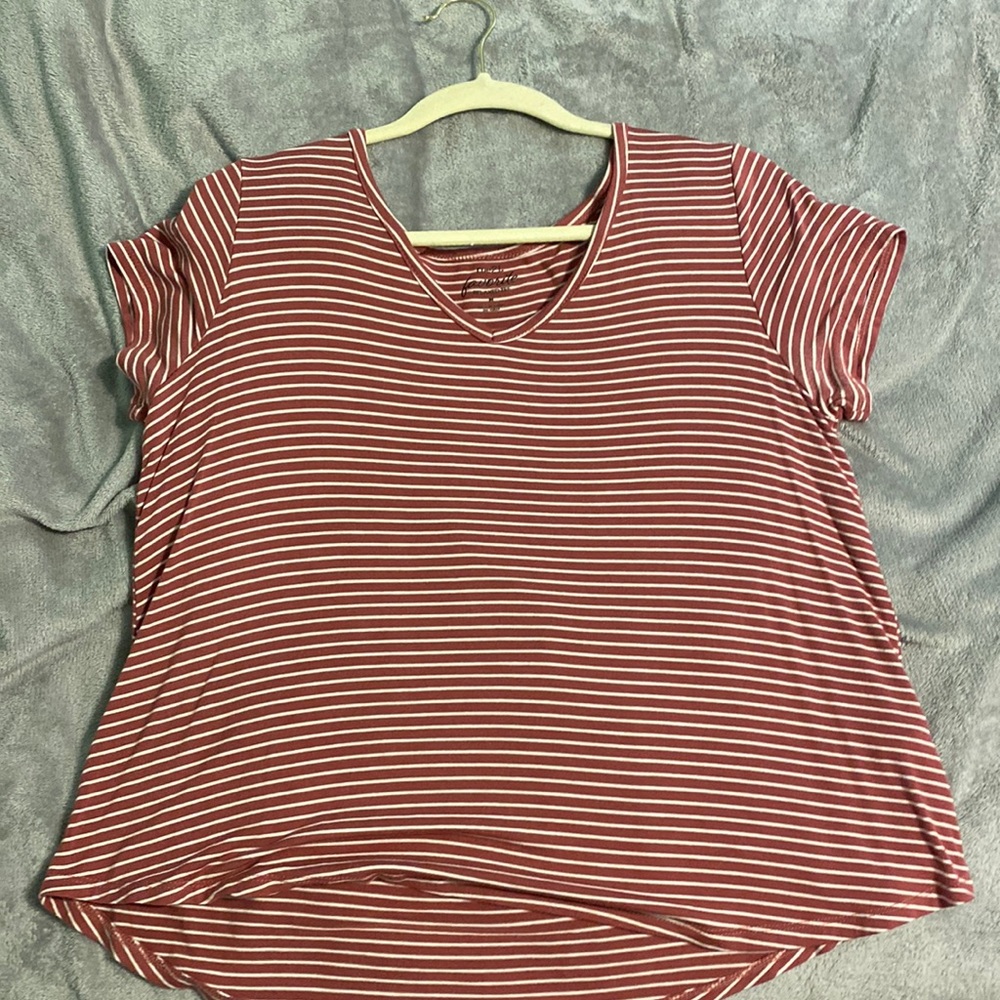 pink and white striped shirt